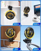 Hipacool Car Cooling Clamp Fan 2000mAh USB Rechargeable Fan Burshless Cooler 900° Rotatable Portable Cooling Tool Car Electronic