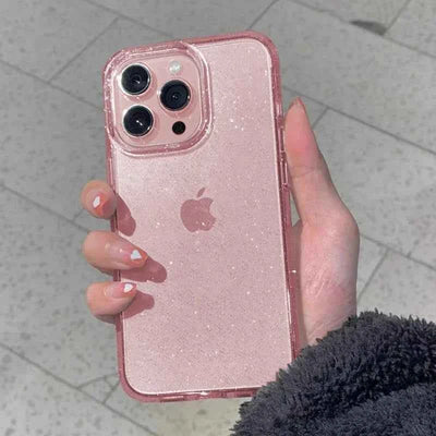 Pink Glitter Bling Clear Soft Case for IPhone 17 Air 16 15 14 13 12 11 Pro Max Plus 17Pro 16Pro 16e I Phone Women Fundas Cover