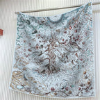90cm Brand Square Scarf Women Fashion Floral Twill Silk Scarf Shawl Hijab Luxury Bandana Foulard Neckerchief Head Scarf For Lady