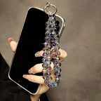 Luxury Sparkling Diamond Crystal Bead Wrist Strap Portable Chain Short Hanging Phone Charm Clip For Universal Use On Phone Cases
