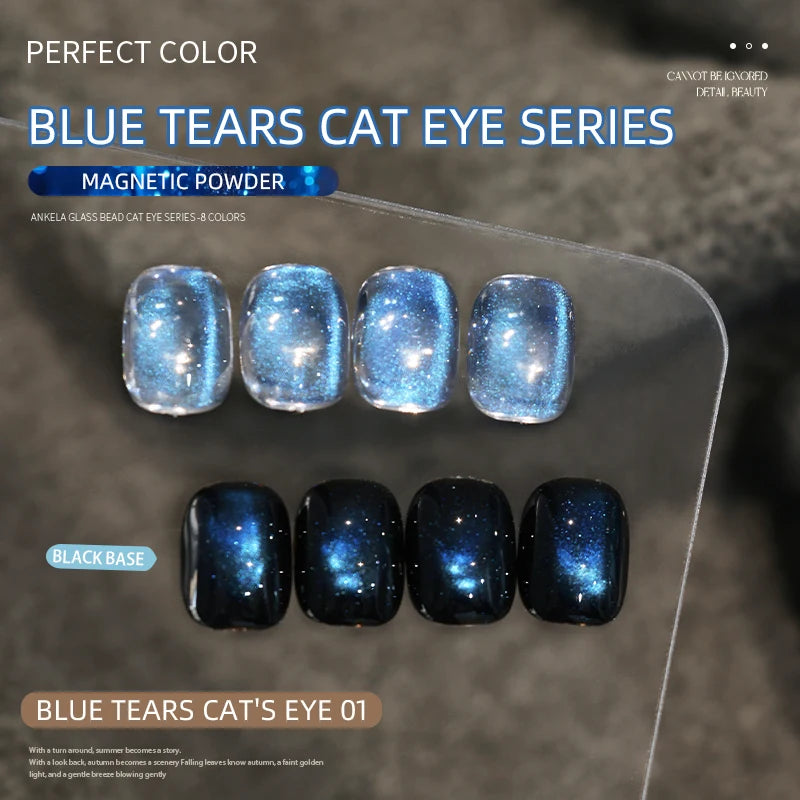 PERFECT COLOR Blue Tears Cat Eye Magnetic Gel Polish, 3g, UV LED Cure, Soak Off Gel Nail Polish, Blue Shimmer Effect