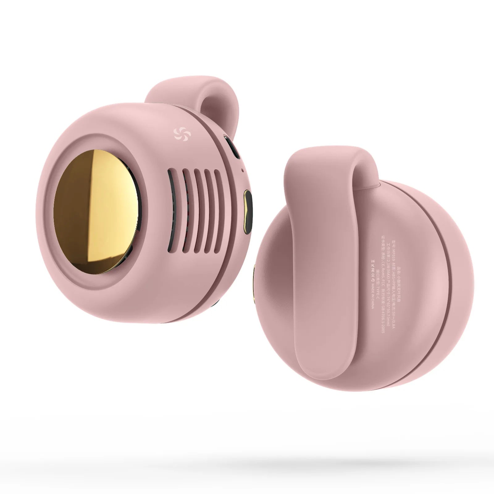 MF019 Mini Whirlwind Portable Snap On Charging Fan Waist Clip Mini Whirlwind Fan 3-Speed Handsfree Silent Strong Wind