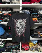 2000s American New Retro Casual Hip-Hop Gothic Print Women Clothing  Fashion T shirt Street Short Sleeved Men And Women Y2K Tops