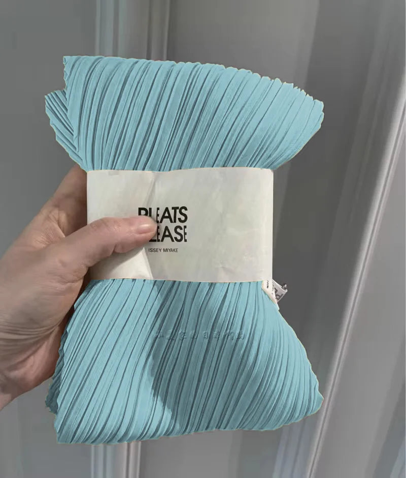 Miyake Pleated Women Scarf Shawl Fabric Korean Fashion Thin Sunscreen Scarf Foulard Femme Luxe Marque Hijabs for Woman