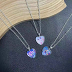 KPop Demon Hunters Heart Necklace - Rumi Zoey Mira Anime Film Alloy Jewelry Pendant for Fans Gifts