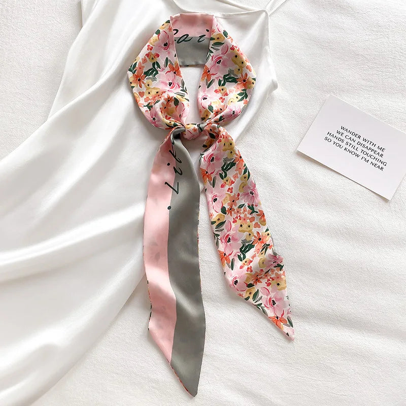 Cashew flower silk scarf double-sided printed for Women, Lightweight Versatile Bandana Style, Daily Office Party Vacation Boho