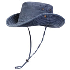 Men's Washed Wide Brim Bucket Hat for Outdoor Sun Protection