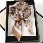 60Colors Luxury Scarf Women 70*70Cm Silk Feel Square Hair Wrapping Foulard Satin Shawl Big Size Head Bandana Hijab Handkerchief