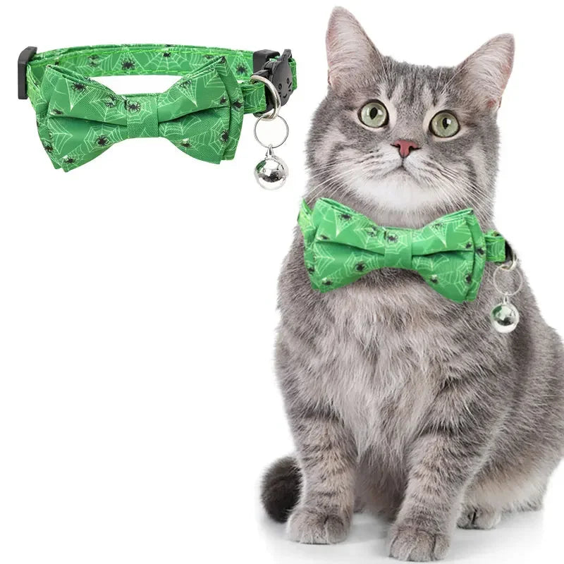 Adjustable Cat Bow Tie Collar – Festive Halloween Design