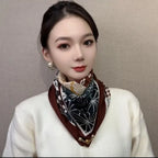 Luxury Magnetic Buckle Silk Scarf Women Print Square Scarf For Autumn Winter Warmth And Cold Resistance Fashionabl Scarves