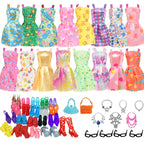32 Item/Set 11.5 inch Doll Accessories=10 Mix Dress+ 4 Glasses+ 6 Necklaces+2 Handbag+ 10 Shoes Clothes 11.8'' Doll