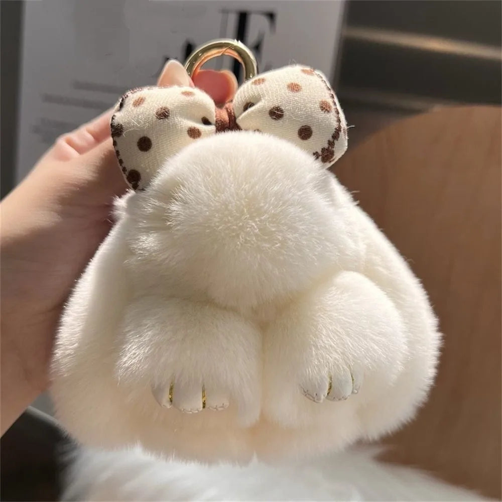 Fluffy Bunny Plush Keychain Cute Rabbit Bag Charm