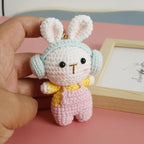 Cute Rabbit Crochet Keychain Handmade Bunny Bag Charm