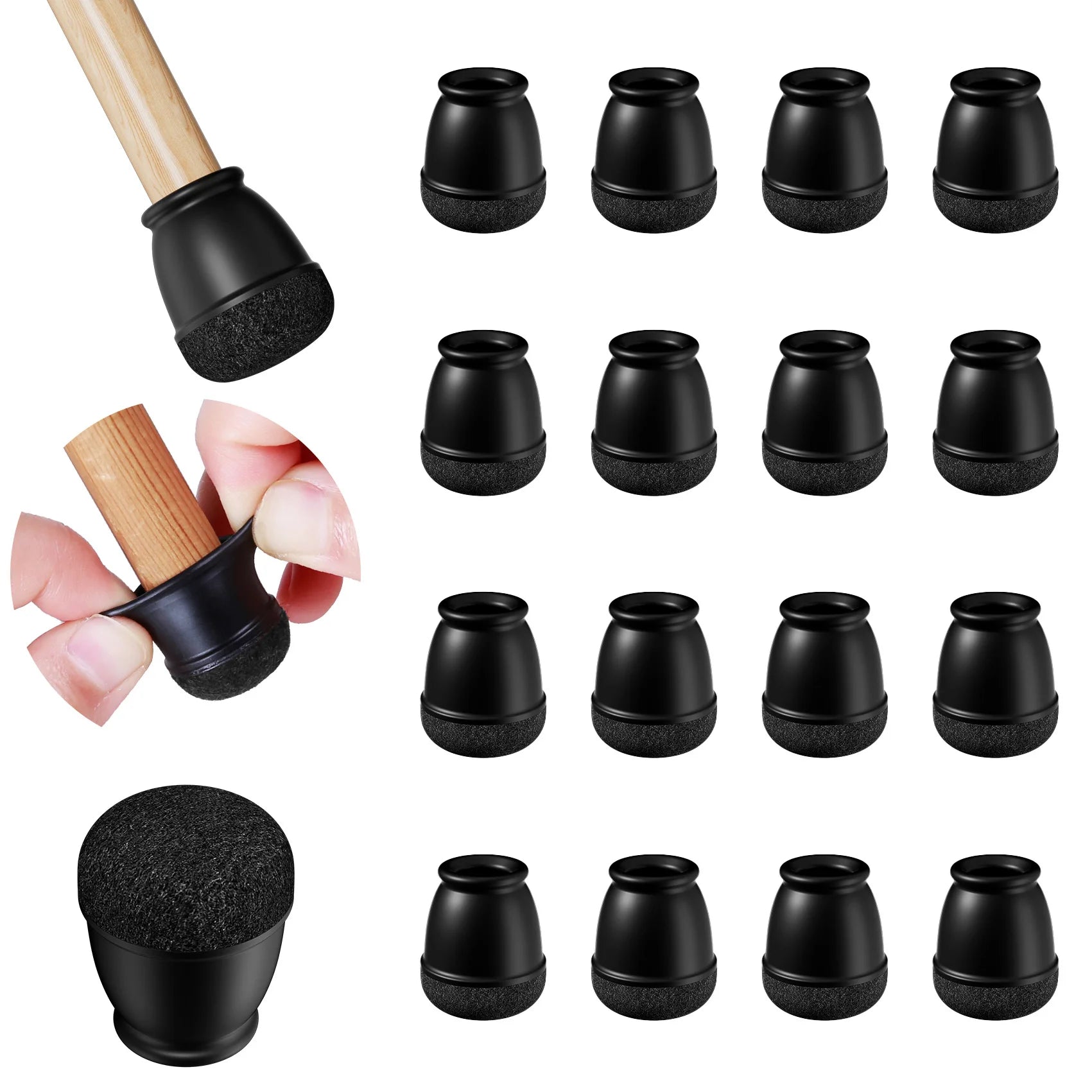 16PCS Chair Leg Protectors Silicone with Thick Wrap Felt Furniture Leg Pads for Protecting Floors from Scratches and Noise