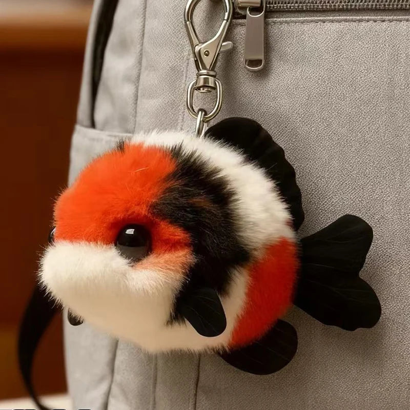 ♥Plush Koi Fish Keychain - Cute Colorful Fish Stuffed Toy Pendant for Backpack, Bag & Key Decoration