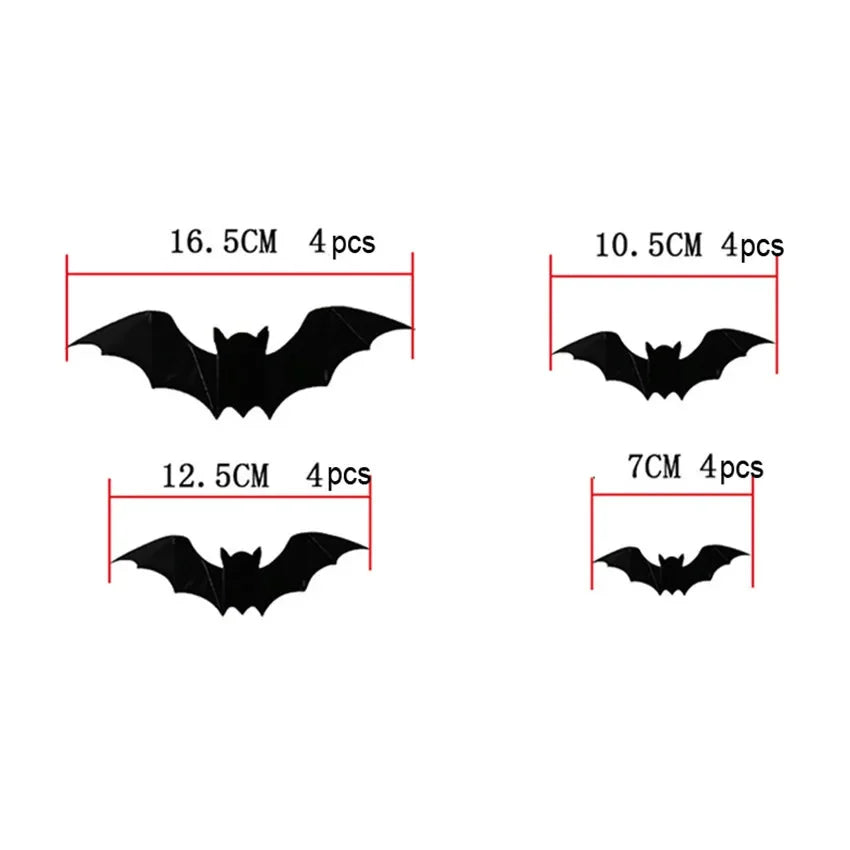 Halloween 3D Black Bat Wall Stickers – Removable Spooky Wall Decor