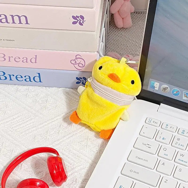 S Mini Pink Fluffy Rabbit Coin Purse Keychain Bag Charm Cute Cartoon Headphone Case Storage Bag Gift Creative Festival Supplies