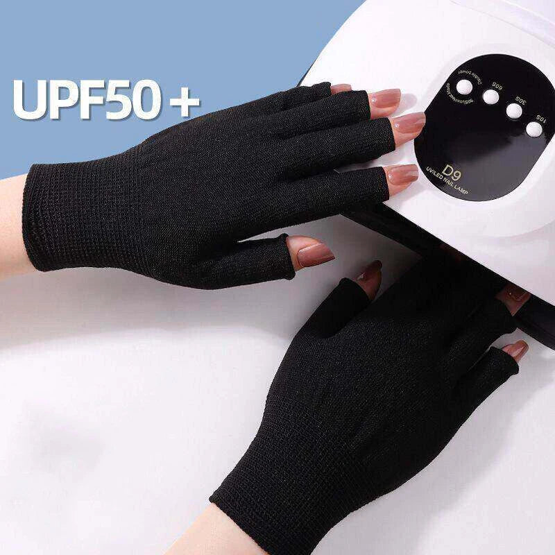 1Pair New Anti UV Black Thin Nail Gloves Anti Black UV Gel Shield Glove Fingerless Manicure Nail Art Tools LED Lamp Nails Dryer