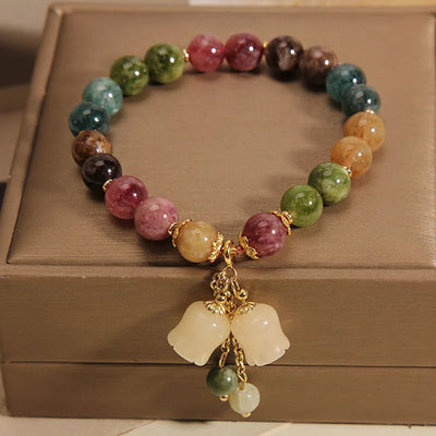 Fashion Colorful Beaded Orchid Pendant Bracelets for Women Girls Luxury Crystal Handmade Beads Bracelets Aesthetic Jewelry Gifts