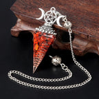 54x24mm Natural Stone Crystal Reiki Pendulum Three Phases Moon Hexagonal Cone Amethysts Charms for Jewelry Making DIY Necklace