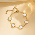 1 PCs Adjustable  Stainless Steel Plant Flower Bracelet With Five Leaf Petals Women's Luxury Gifts Clover Fashion Jewelry