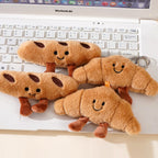 Kawaii Plush Keychain Cartoon Croissant Design for Car Keys Bag Charm Cute Girl Gift Pendant