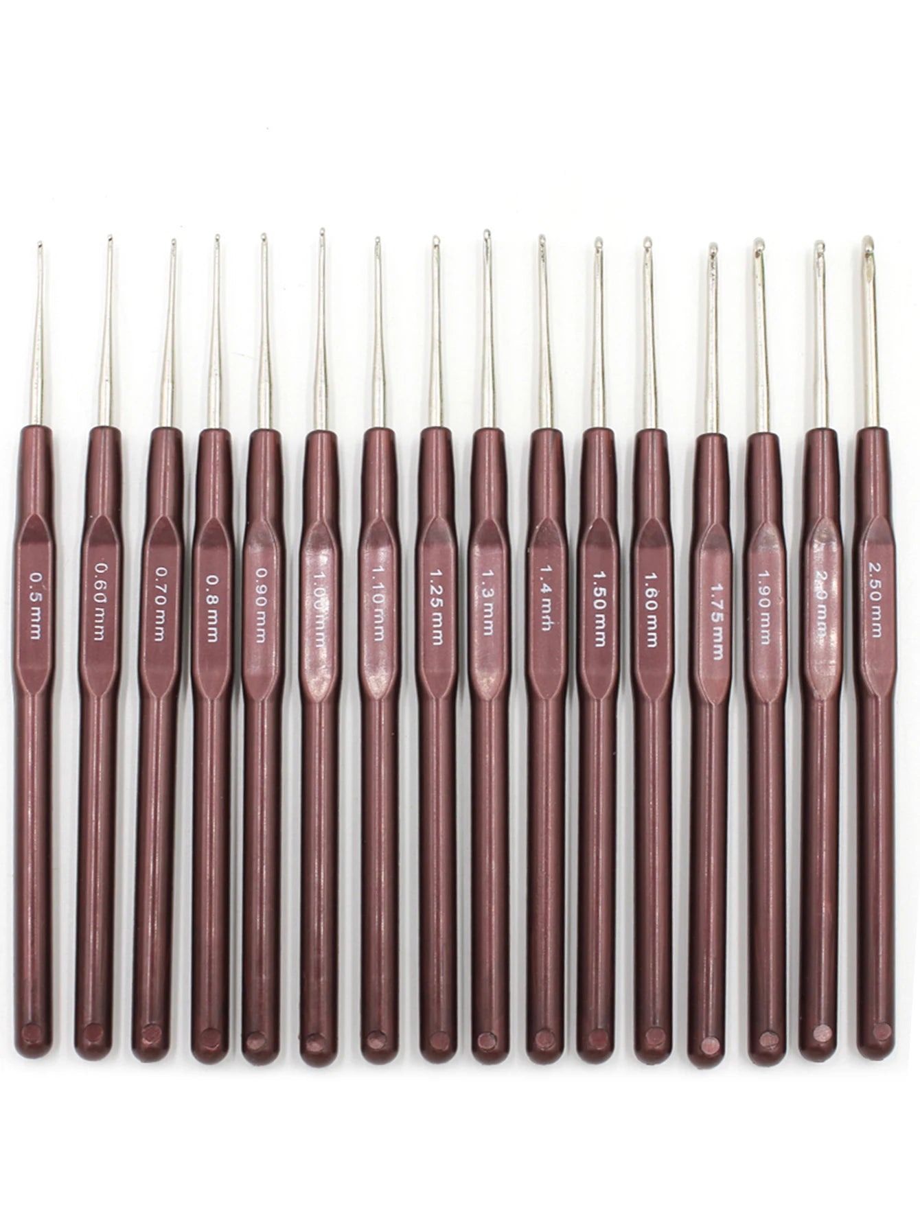 QJH Crochet Hook Set of 16 Plastic Handle Crochet Hooks Handle Knitting Needles Set Crochetings Knittings 0.5mm-2.5mm