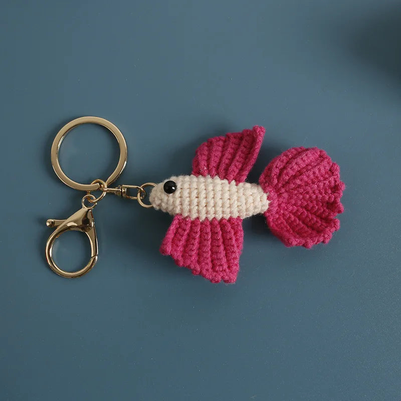 Funny Shrimp Crochet Keychain Cute Ocean Bag Charm