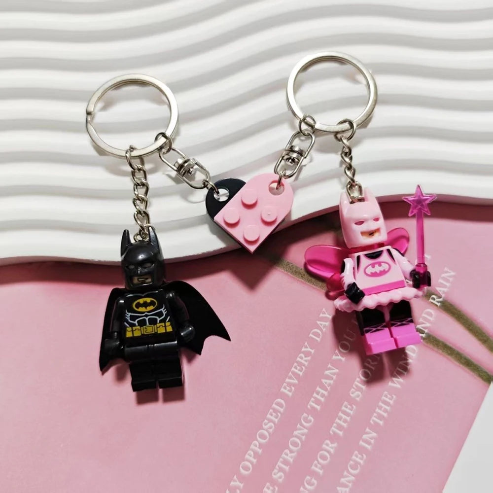 2pcs Beautiful Handmade 3D Bat Couple Keychain Fairy Figure Pendant Phone Key Ring Backpack Accessory Gifts for Him Y2K Jewelry