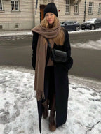 Winter Scarf Women Luxury Autumn Winter Cashmere Scarf Thickened Warm Shawl Classic Tassels Fluffy Scarf Solid Color Soft Shawl