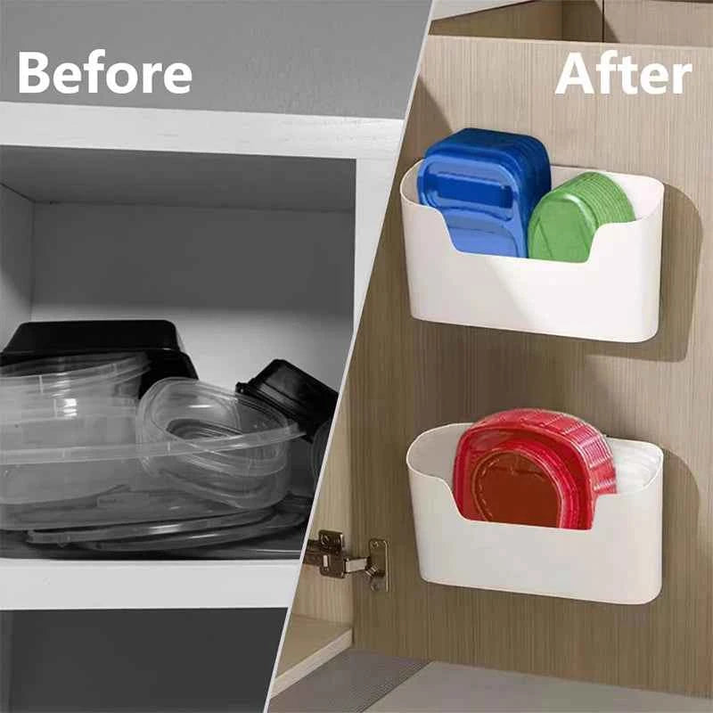 Kitchen Wall-mounted Adhesive Storage Rack Multifunctional Cabinet Door Storage Box Under Sink Drawer Shelf Bathroom Organizer