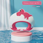 Baby Soft Rubber Waterproof Shampoo Cap Children Shampoo Artifact Baby Shampoo Cap Adjustable Ear Protectors Dinosaur Pattern