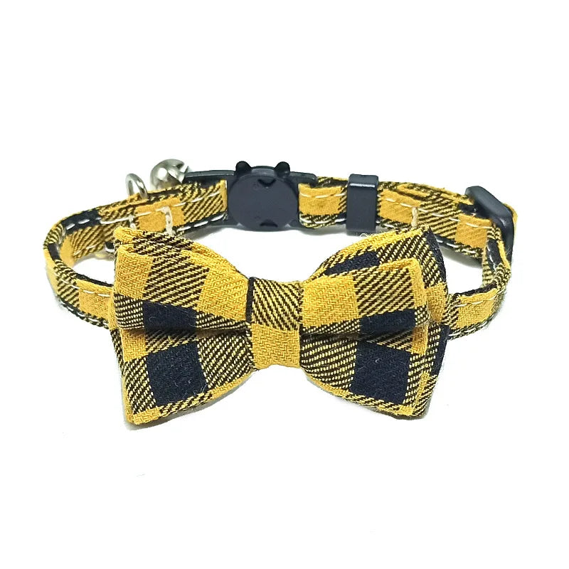 Pet Breakaway Cat Collar Bow Tie & Bell – Christmas Plaid