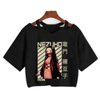 Demon Slayer T Shirt Nezuko Tshirt Women Kimetsu No Yaiba Crop Top Tees Japanese Anime Tanjirou Kamado Tops Manga T-shirt Female
