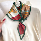 Luxury Brand Horse Print Skinny Neckerchief Scarf For Women Satin Silk Ribbons Bandana Ladies Neck Tie Wrist Wrap Shawl Echarpe