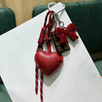 INS Style Kawaii Korea Trendy Heart Leather Keychain Bag Package Decor Chocolate Pendant Accessories Creative Key Chain Trendy