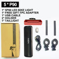 Fivemi 5Led MTB Bicycle Lights 10000MAH Rechargeable Bike Light Flashlight Outdoor Cycling Bike Accessories for Electric Scooter