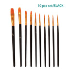 10 Pcs Set Nylon Hair Children's Artists Painting Brush Art Special Multifunction Hook Line Short Pointed Pen Available 4 Colors