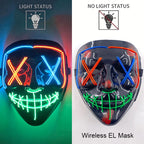 Wireless Neon LED Purge Mask – Glowing Halloween Cosplay Mask