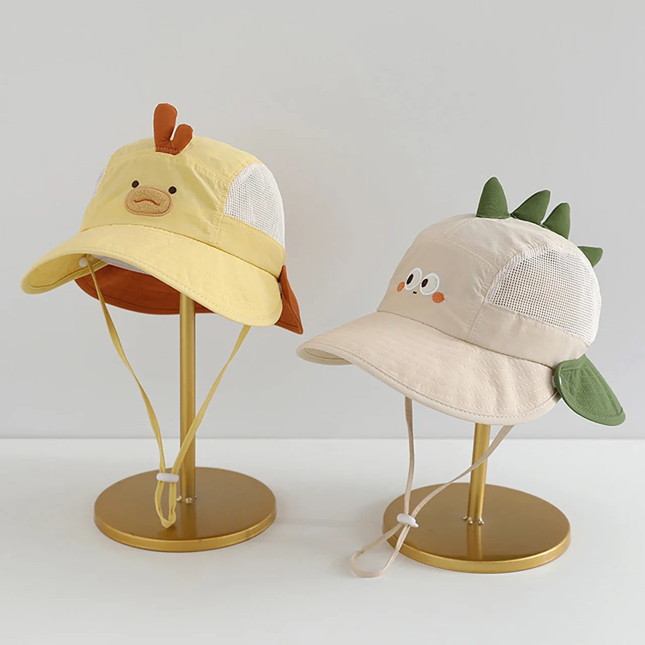 Cartoon Sunshade Baby Beach Hat Cute Bear Rabbit Ears Boys Girls Sun Visor Cap Summer Outdoor Breathable Mesh Panama Hats