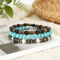 Casual 3Pcs/Set Wooden Stone Beads Bracelet Unisex Apparel Accessories Coconut Shell Howlite Onyx Beaded Meditation Yoga Braslet