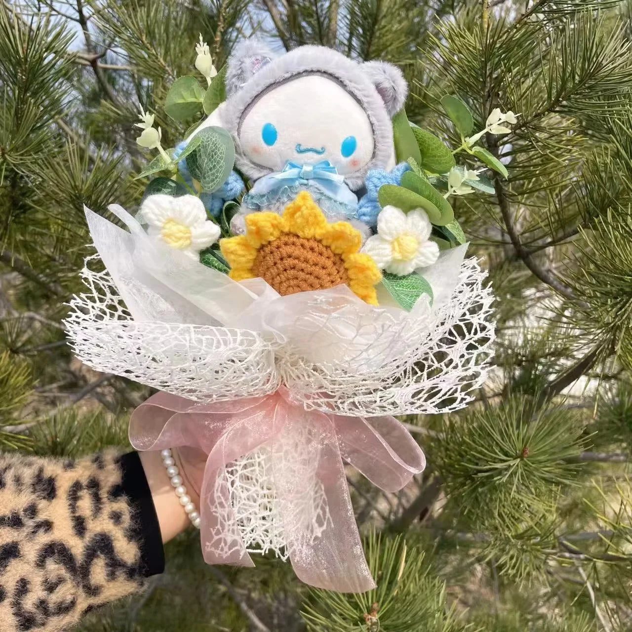 Cartoon My Melody Kuromi Cinnamoroll Kt Cat Plush Doll Creative Flower Bouquet Valentine Christmas Graduation Birthday Gift
