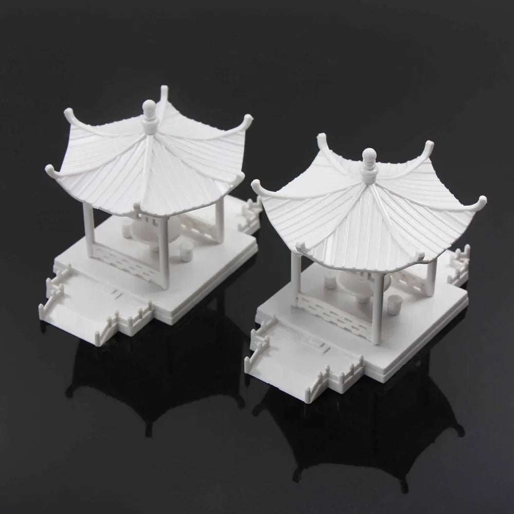 GY01 2 Sets Pavilion Model Gloriette Chinese Construction Educational 1:100 1:75 1:160 Railway Modeling