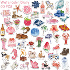 50/100pcs Cartoon Watercolor Dairy Stickers Decals For Phone Laptop Scrapbook Luggage Helmet DIY Graffiti Aesthetic Stickers