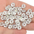 50pcs Rhinestone Spacer Beads Multi-color Crystal Metal Spacers Rondelle Beads for Jewelry Making DIY Bracelets Accessories