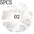 10/5 Pcs Satin Hair Scrunchies Set for Women & Girls – Soft Silk Elastic Hair Bands | Elegant Solid Color Ponytail Holders & Headwear Accessories