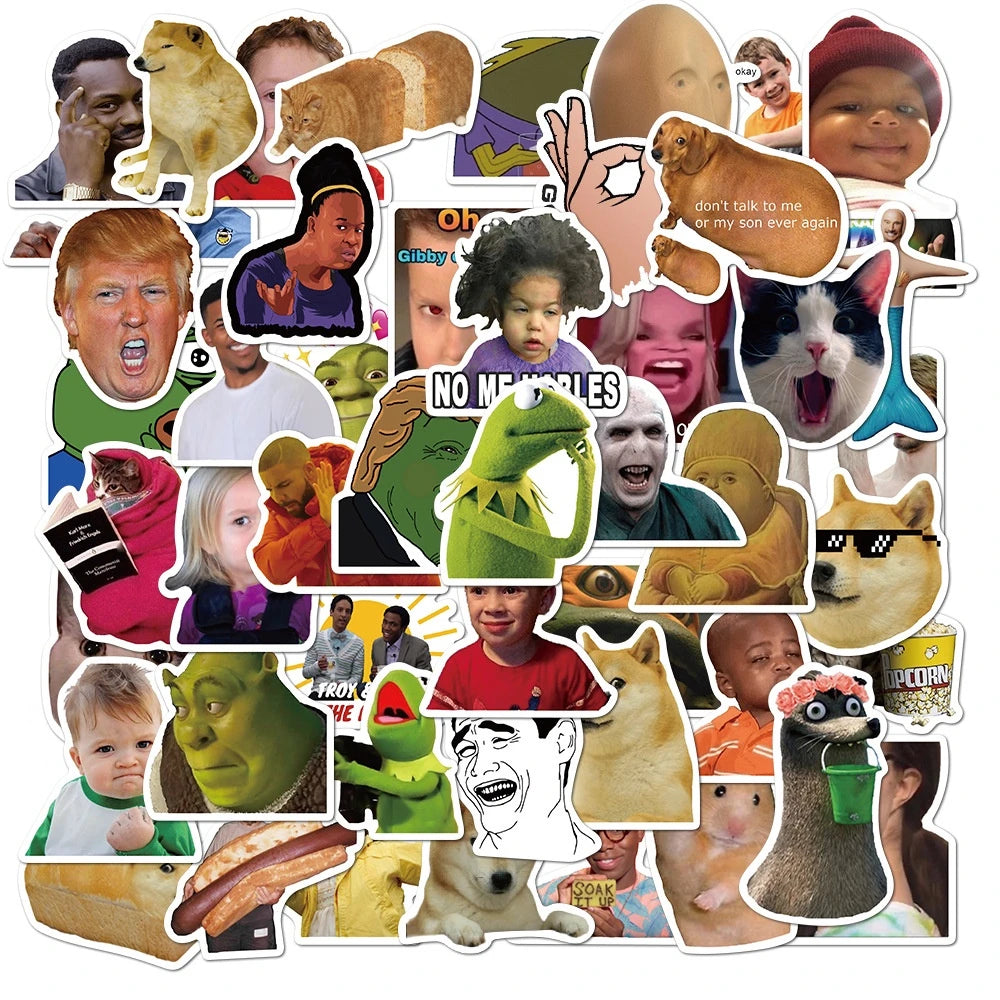 50PCS Funny Meme Graffiti Stickers Flakes For Cars Motorcycles Furniture Luggage Skateboards Lable