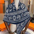 30% Silk 70% Cashmere Scarf Designer Luxury Pashmina Shawls for Women Square Hand Rolled Edges Stole Blanket Big Poncho 135CM