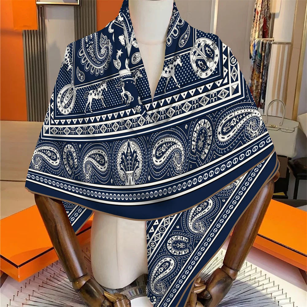 30% Silk 70% Cashmere Scarf Designer Luxury Pashmina Shawls for Women Square Hand Rolled Edges Stole Blanket Big Poncho 135CM