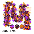 2m Halloween Tinsel Garland with Pumpkin Spider Bat Shiny Metallic Twist Garland for Home Tree Indoor Outdoor Party Decorations